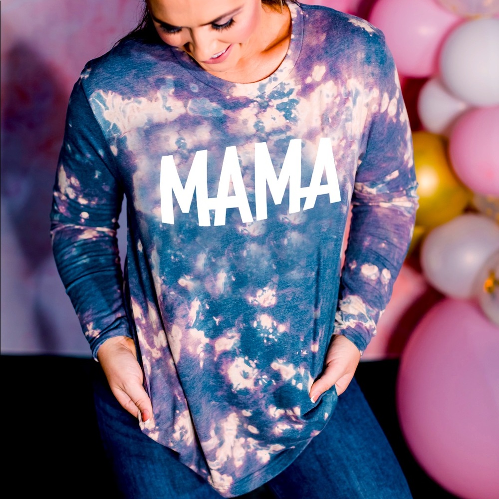Bleach Dyed Mama Long Sleeve Tee